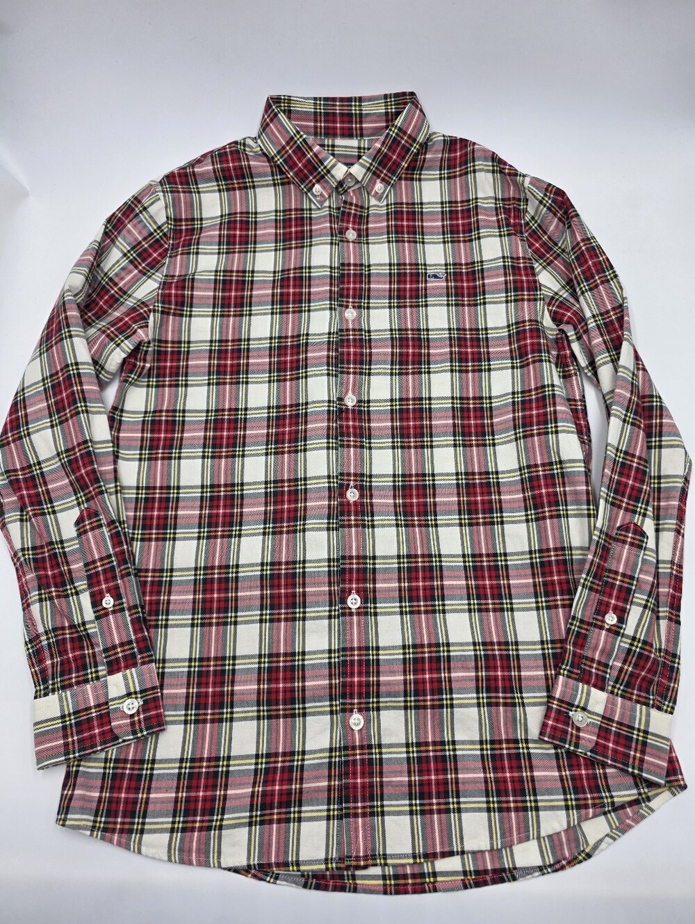 Vineyard Vines boys' holiday tartan plaid button down shirt size L
